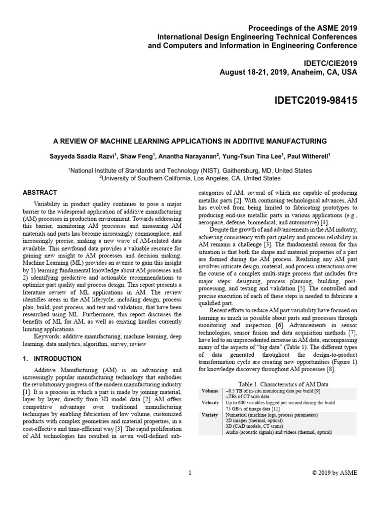 A Review of Machine Learning Applications in Additive Manufacturing ...