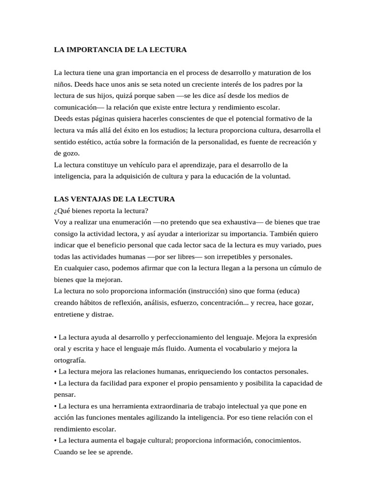 Beneficios de la lectura en niños | PDF | Creatividad | Libros