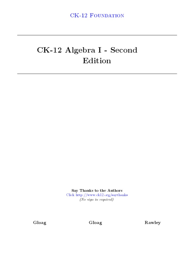 CK 12 Algebra I Second Edition | PDF | Quadratic Equation | Fraction ...