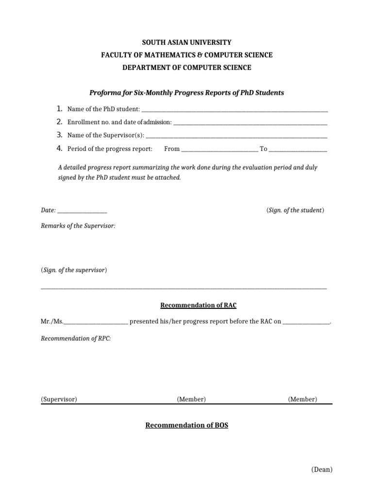 PhD Progress Report Template | PDF