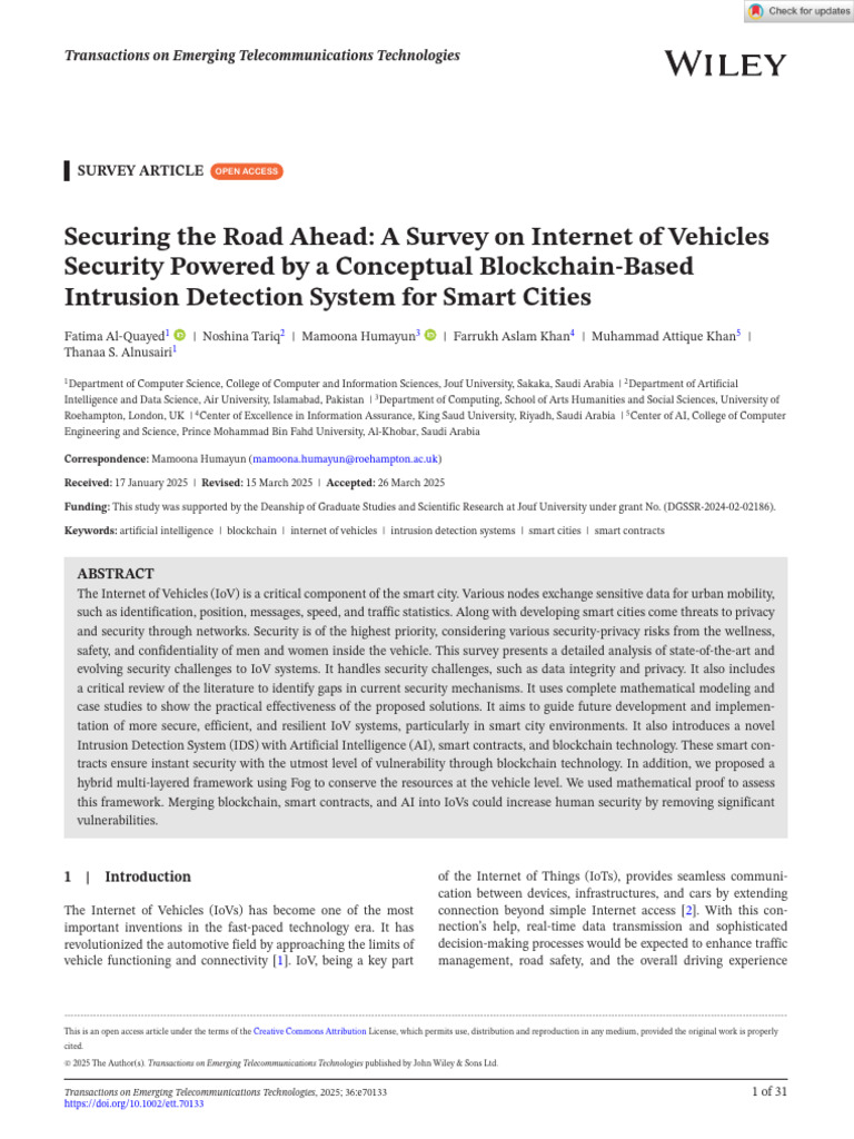 IoV Security: Blockchain-Based IDS Survey | PDF | Computer Security ...