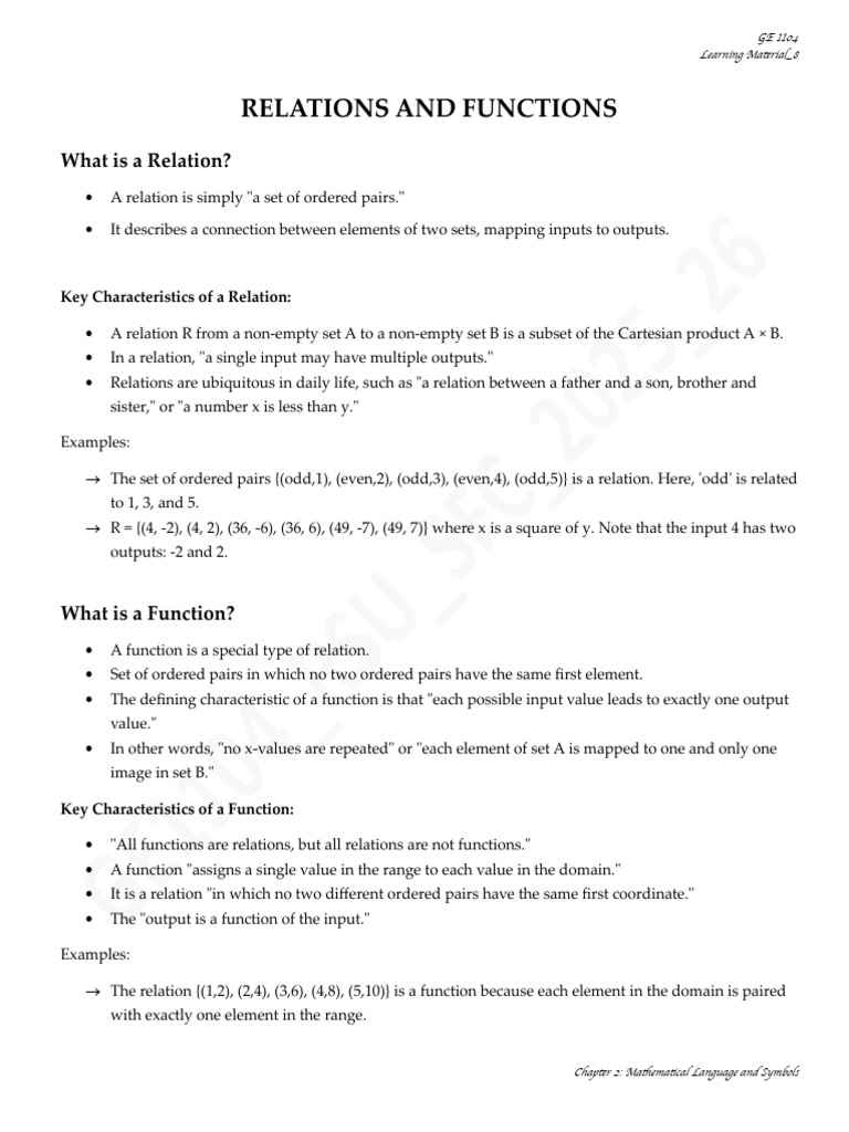 Understanding Relations and Functions | PDF | Function (Mathematics ...