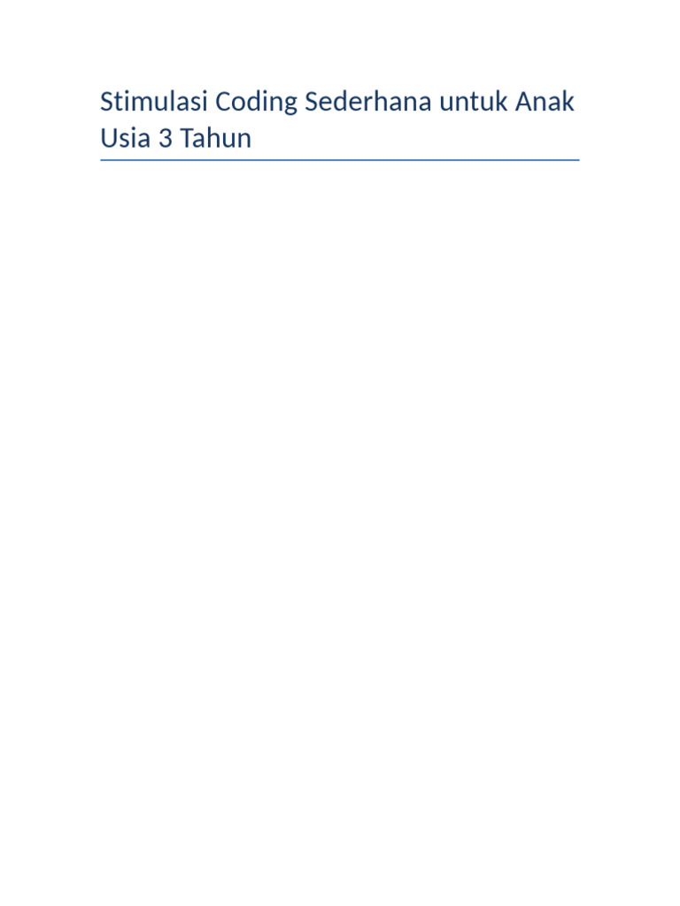 Stimulasi Coding untuk Anak 3 Tahun | PDF