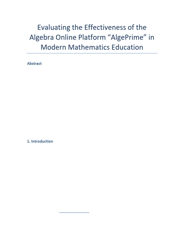 AlgePrime: Enhancing Algebra Learning | PDF | Learning | Educational ...
