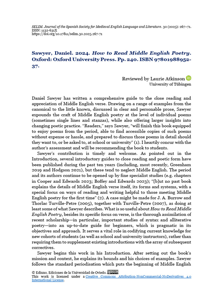 Guide to Reading Middle English Poetry | PDF | Poetry | Books
