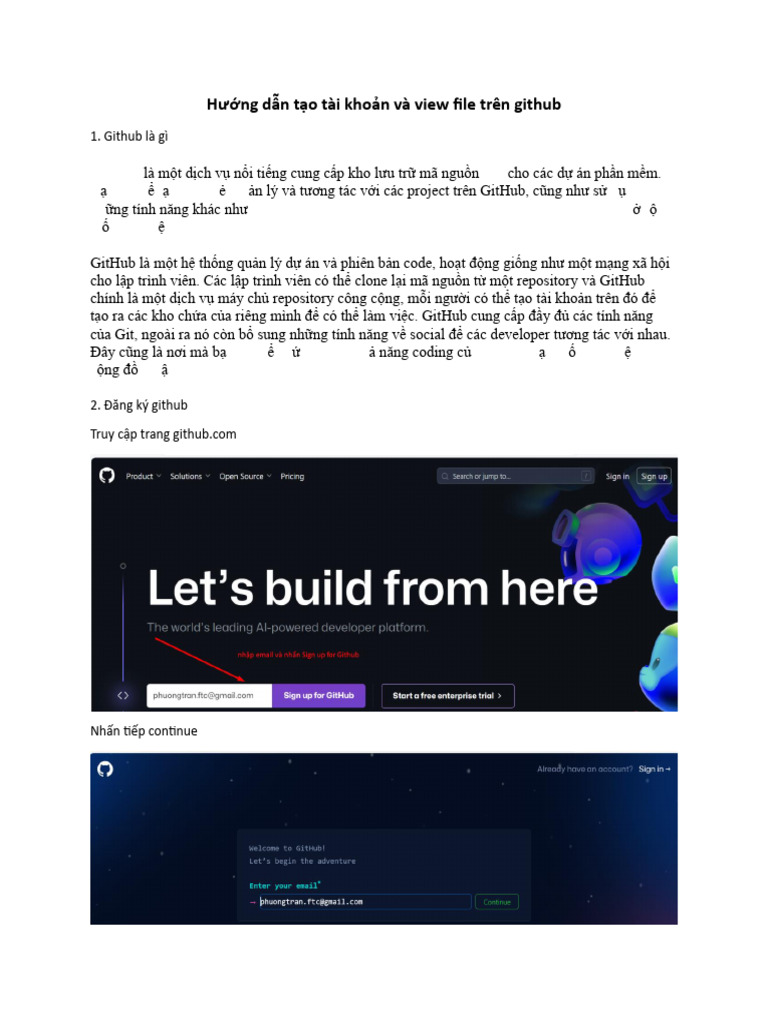 Huong Dan Tao Va Dang Ky Tai Khoan Github | PDF
