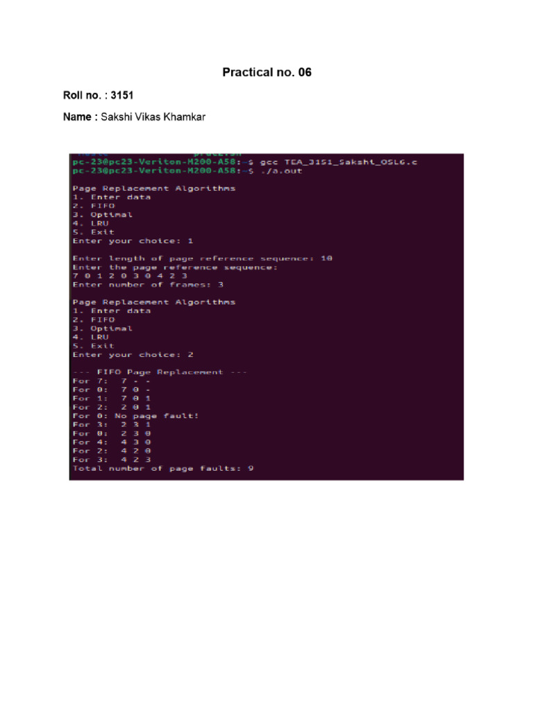 FIFO Page Replacement Algorithm Guide | PDF