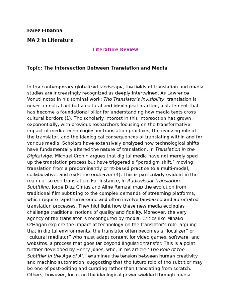 Translation's Role in Media Evolution | PDF | Translations