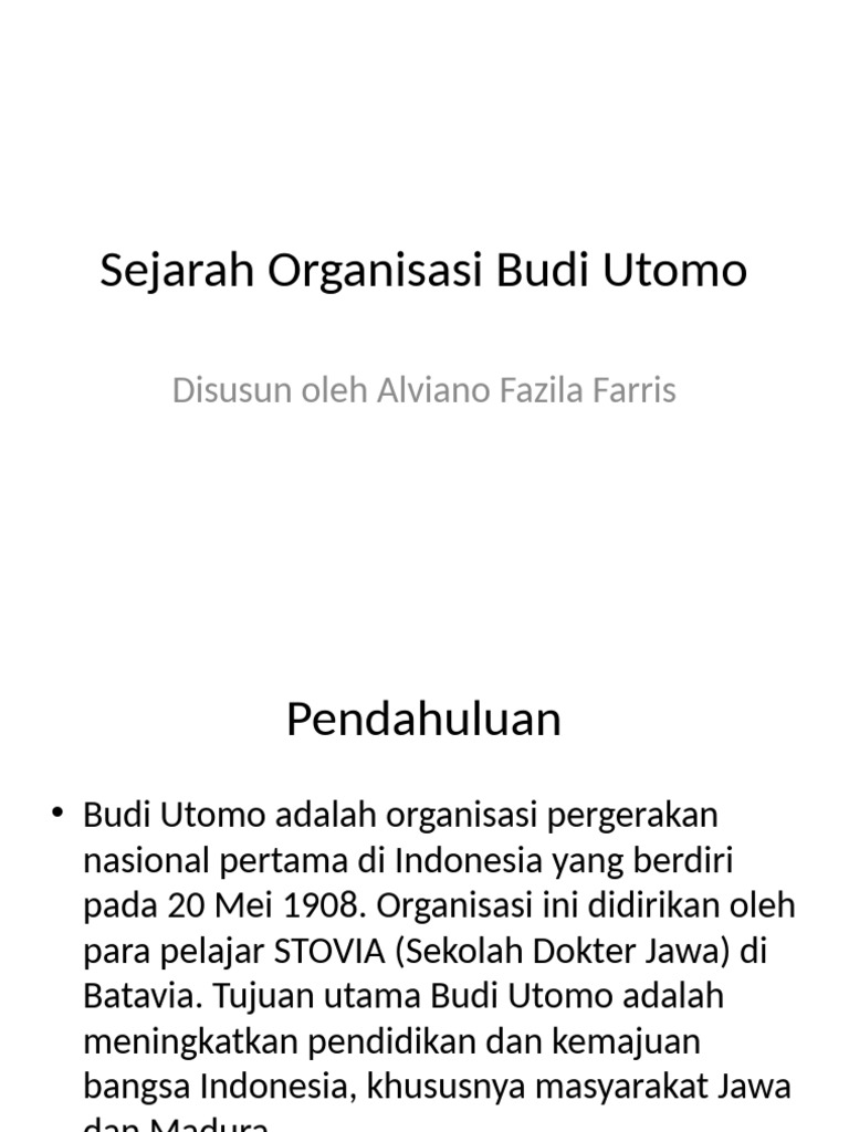 Perjuangan Budi Utomo dan Warisannya | PDF