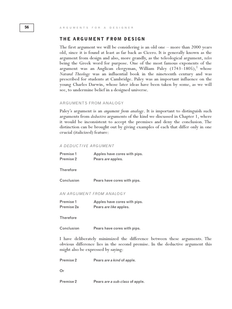 Understanding the Argument from Design | PDF | Argument | Deductive ...