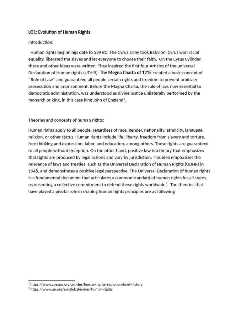 LO1: Evolution of Human Rights | PDF