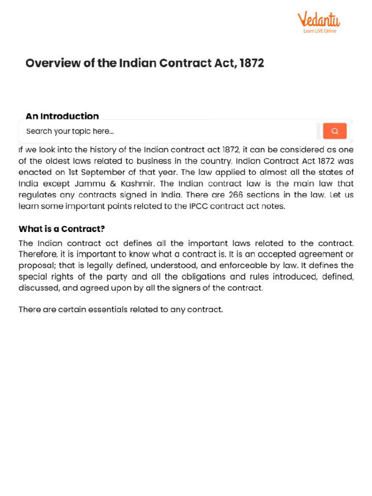 Overview of The Indian Contract Act, 1872 | PDF