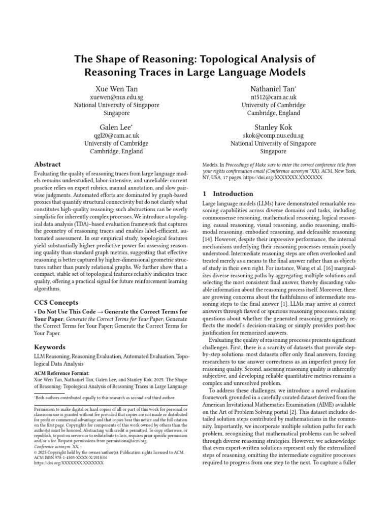 Topological Analysis of LLM Reasoning | PDF | Reason | Topology