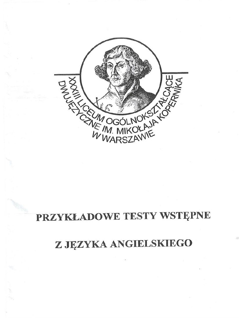 Testy Z Angielskiego - Liceum Dwujęzyczne | PDF