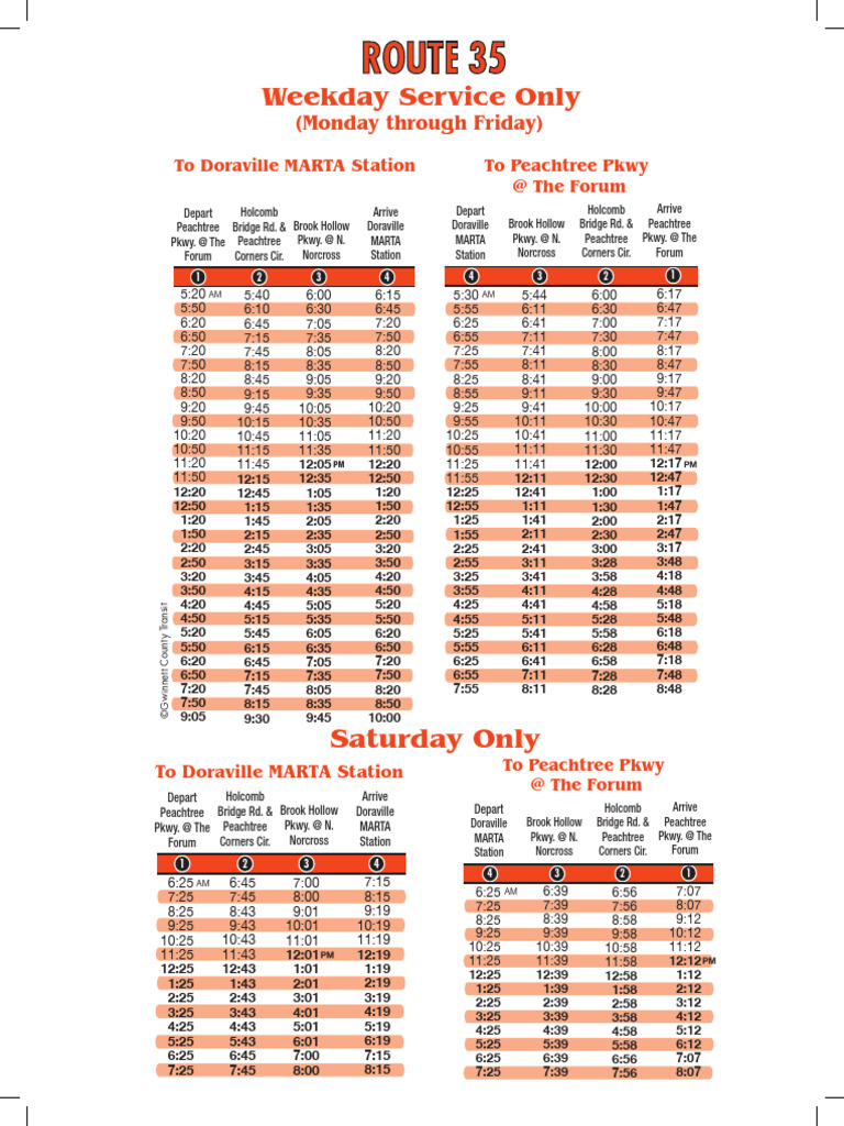 Route 35 Bus Schedule Overview | PDF