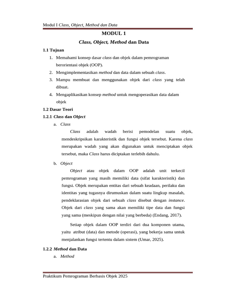 Pemrograman OOP: Class dan Objek | PDF