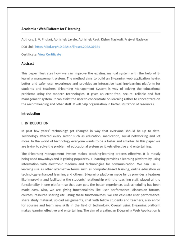 E-Learning Web Platform Development | PDF | Educational Technology ...