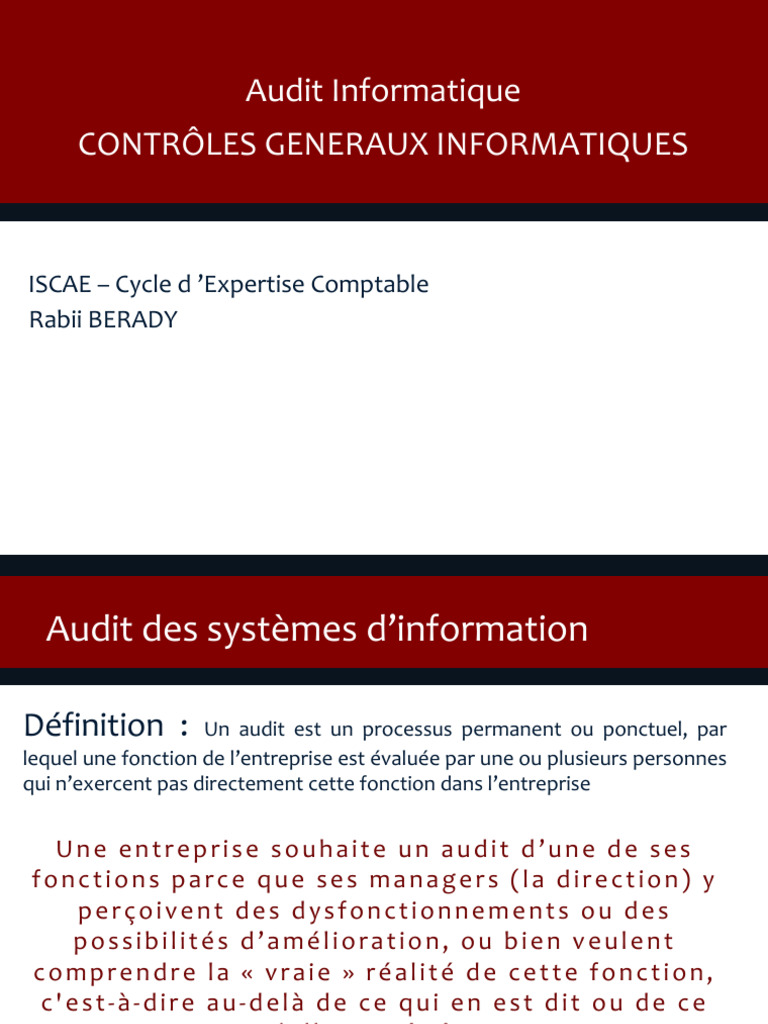 Audit Informatique : Contrôles et Méthodes | PDF | Audit | Sécurité des ...
