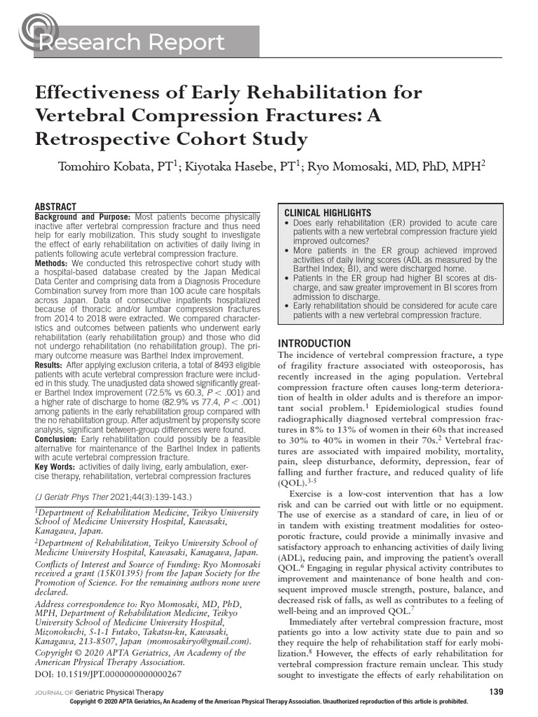 Effectiveness of Early Rehabilitation For.3 | PDF | Patient | Clinical ...