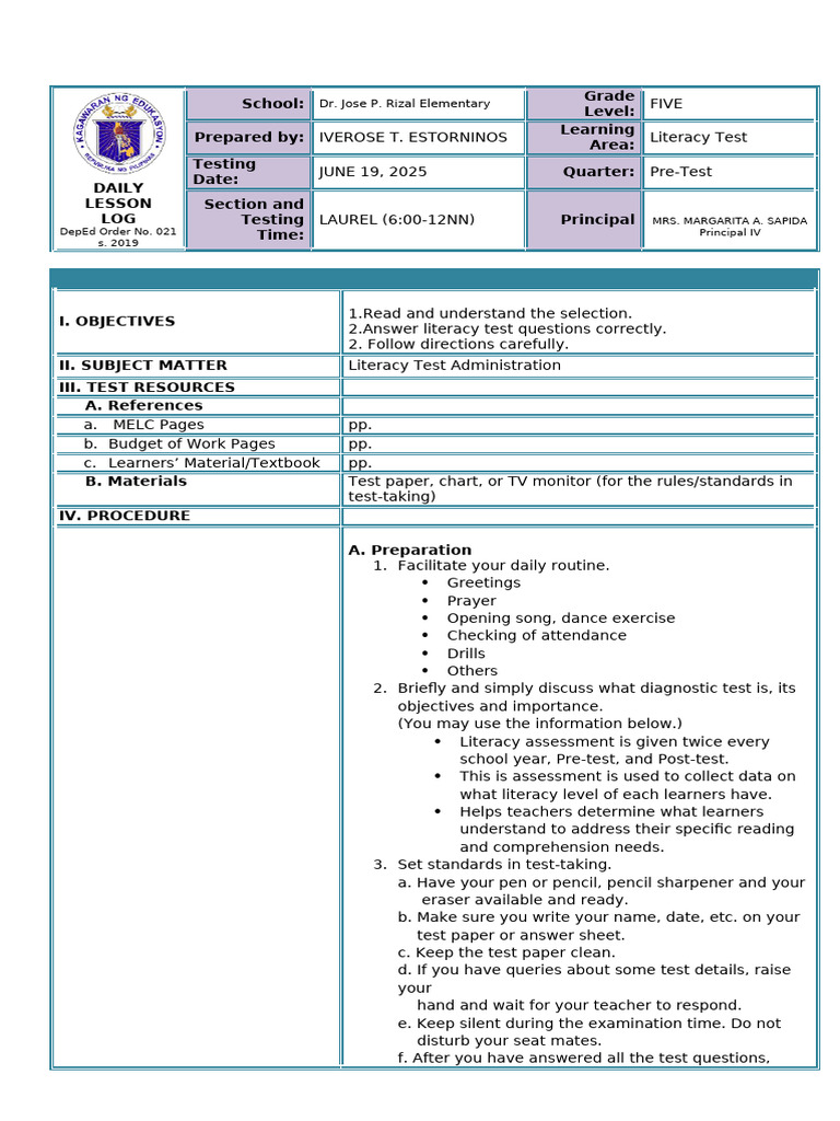 DAY 4-LITERACY-LP | PDF | Literacy | Learning