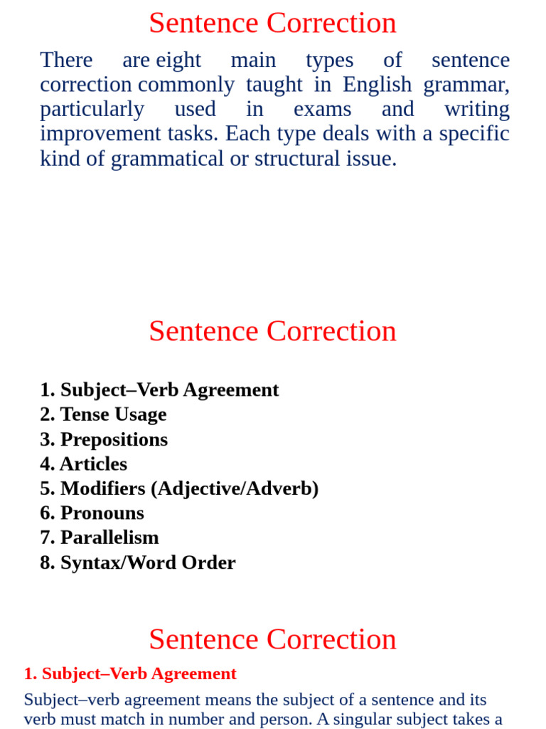 Essential Sentence Correction Guide | PDF | Grammatical Number | Verb