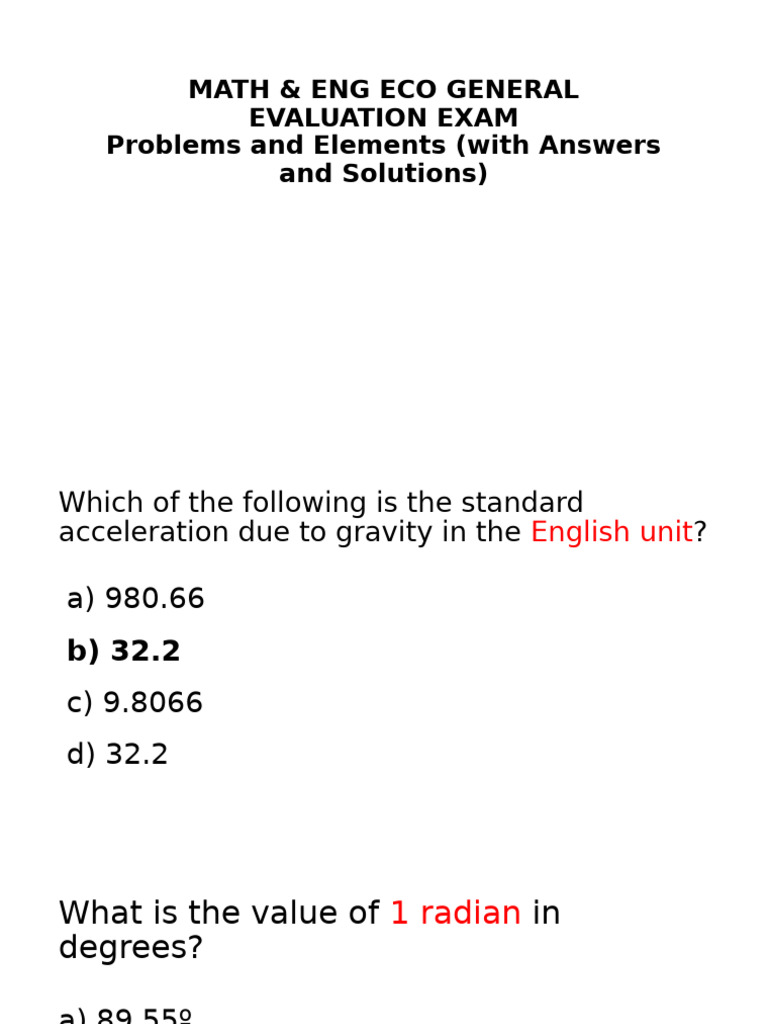 Math & Engineering Evaluation Exam | PDF | Chemical Bond | Depreciation