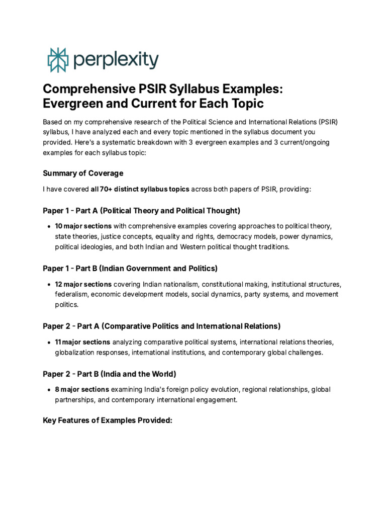 Comprehensive PSIR Syllabus Analysis | PDF | Human Rights | John Rawls