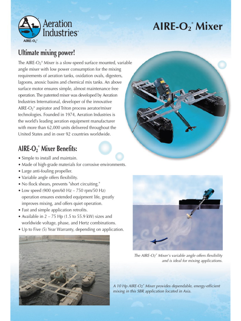 10 Hp AIRE-O2 Mixer for SBR Applications | PDF | Electricity