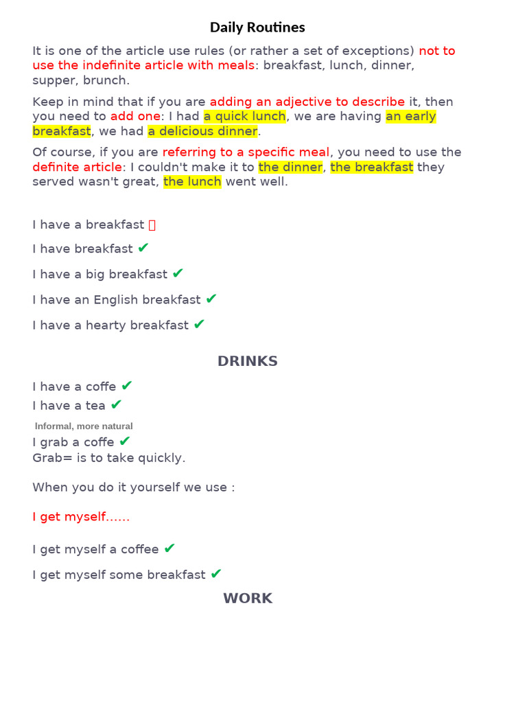 Daily Routines | PDF