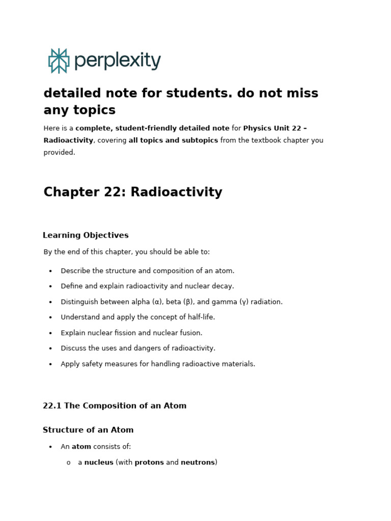 Detailed Note For Students. Do Not Miss Any Topics | PDF | Radioactive ...