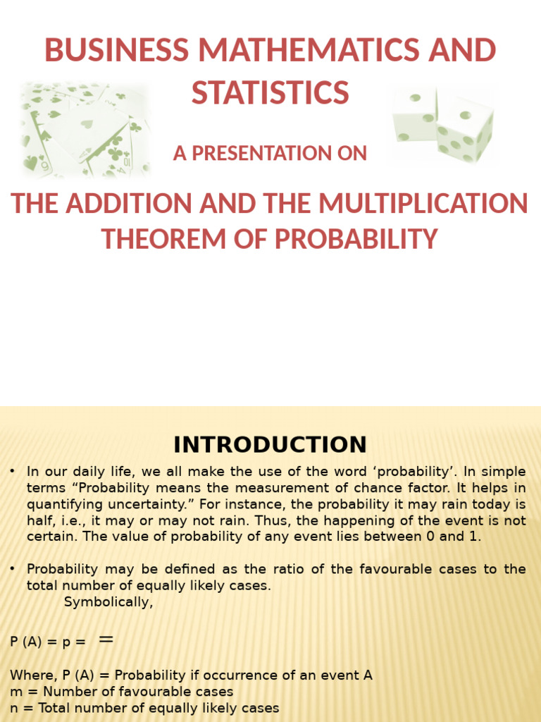 Probability Theorems Explained | PDF | Probability | Multiplication