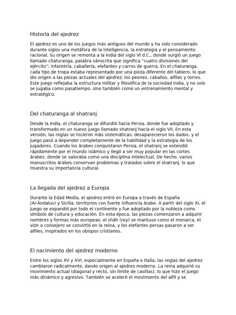 Evolución del Ajedrez a lo Largo de la Historia | PDF | Ajedrez ...