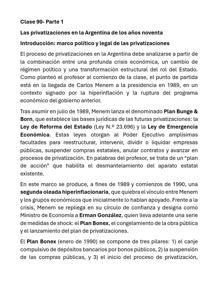 Privatizaciones en Argentina: Crisis y Oligopolios | PDF | Jubilación ...