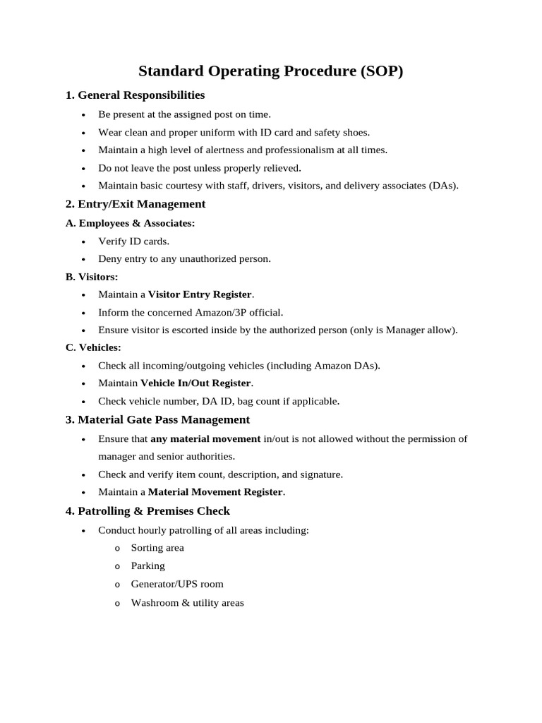 SOP for Security Operations Management | PDF