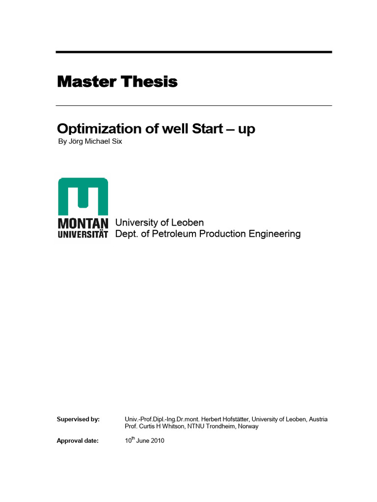 Master Thesis: Optimization of Well Start - Up | PDF | Fluid Dynamics ...
