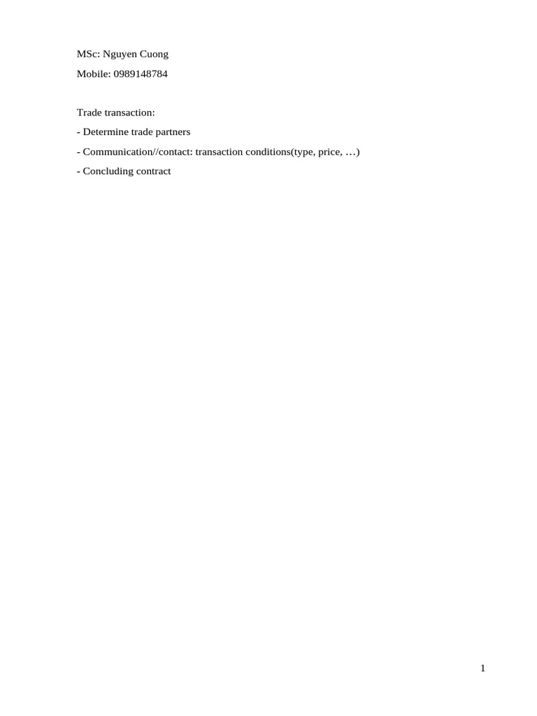 International Trade Transaction Guide | PDF | Offer And Acceptance