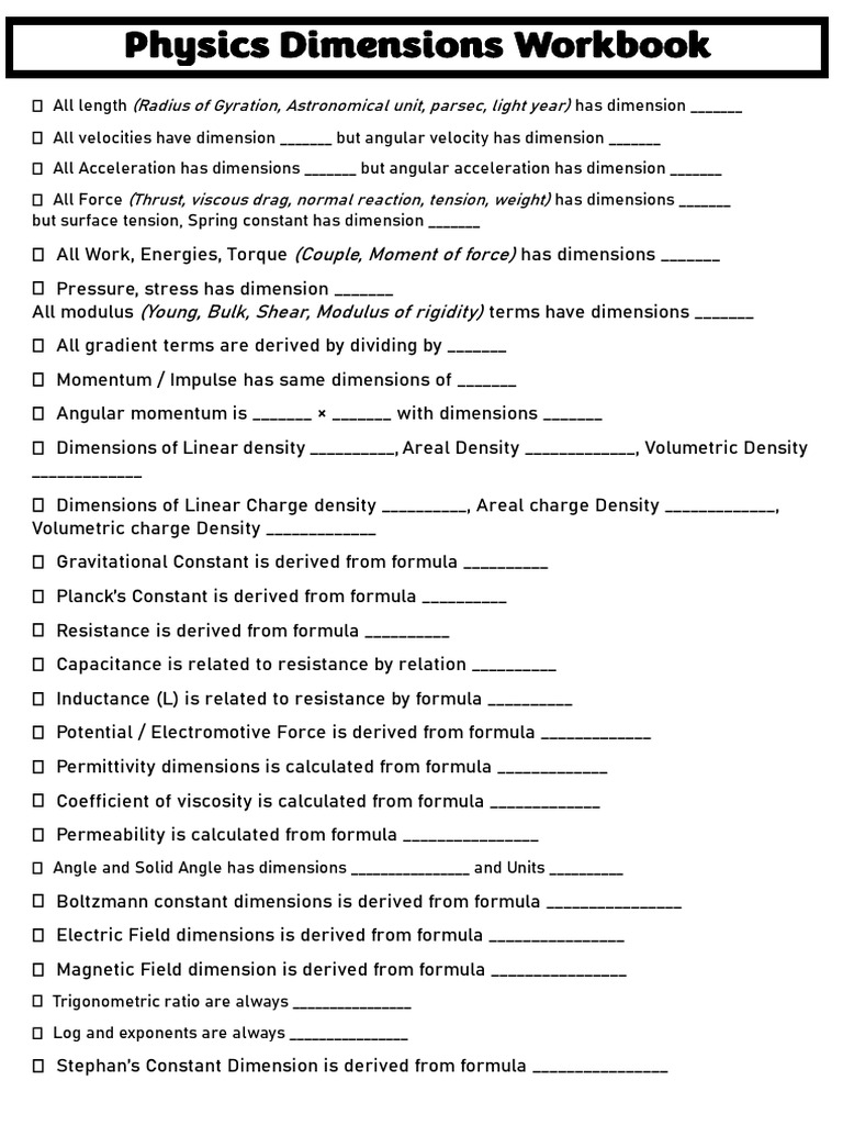 Physics Dimensions Reference Guide | PDF