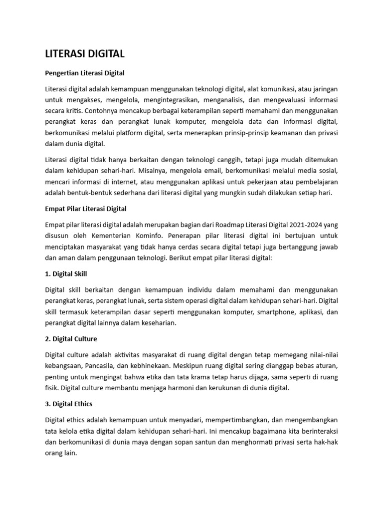 Memahami Literasi Digital dan Pilar-pilarnya | PDF