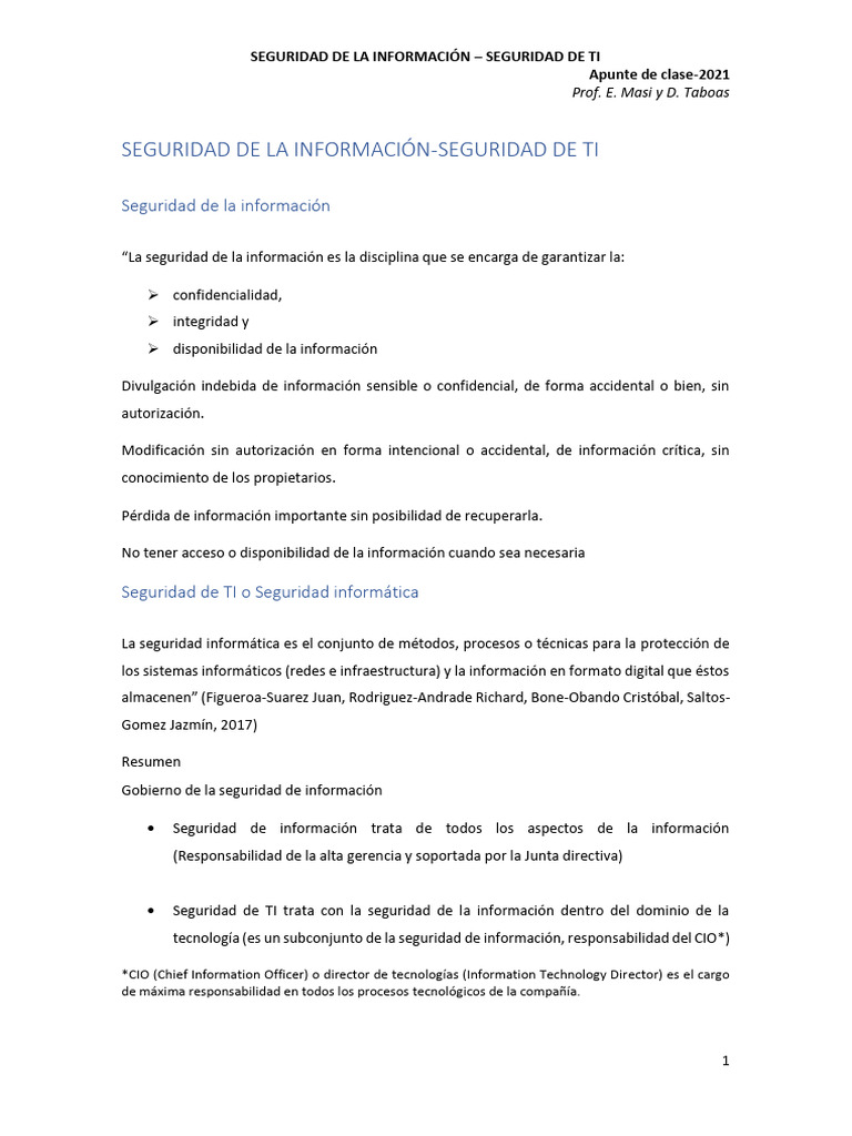 Seguridad de la Información y TI | PDF | Seguridad | La seguridad ...