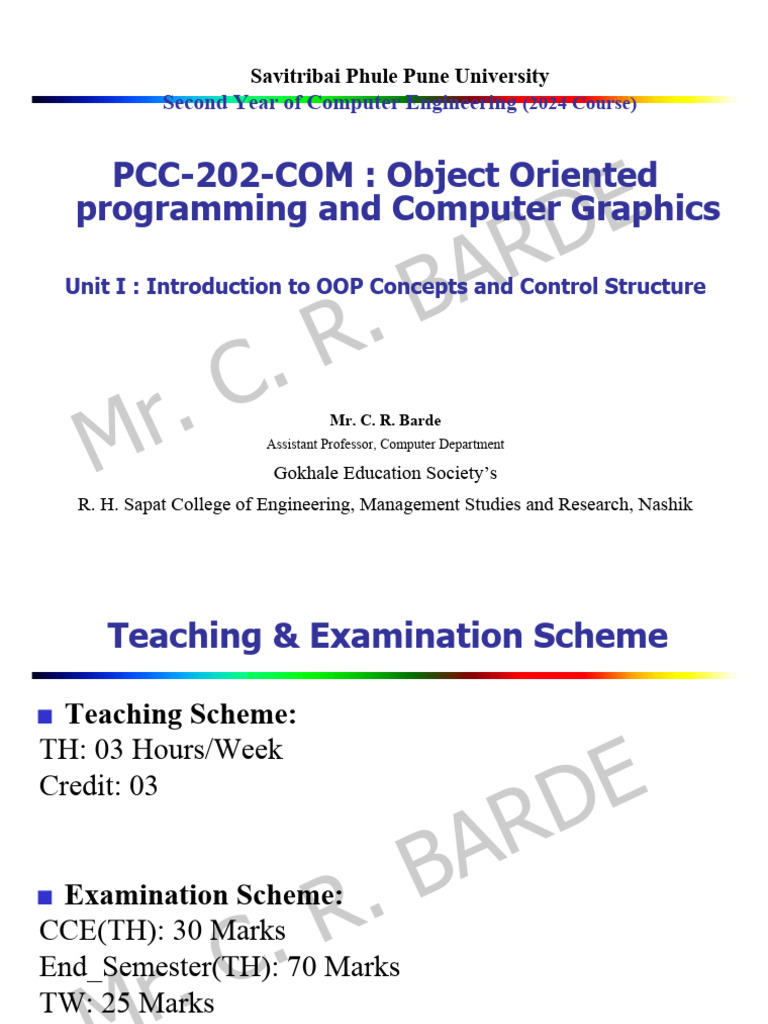 OOP Concepts and Computer Graphics Course | PDF | Class (Computer ...