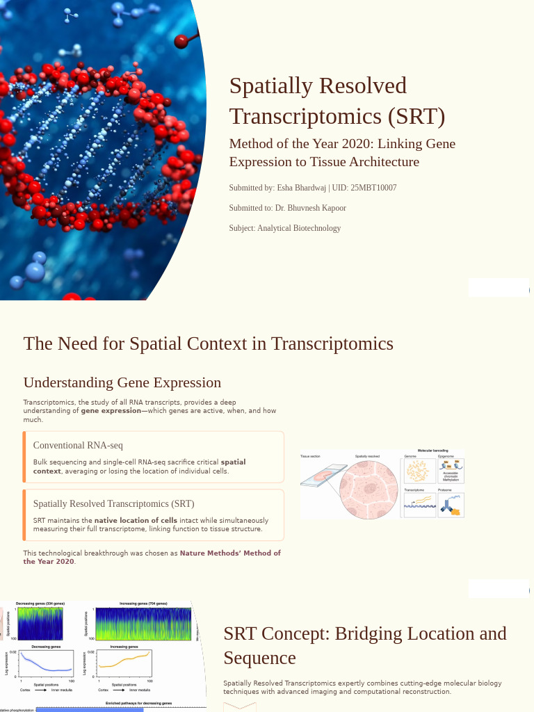Spatially Resolved Transcriptomics SRT | PDF | Biology | Life Sciences