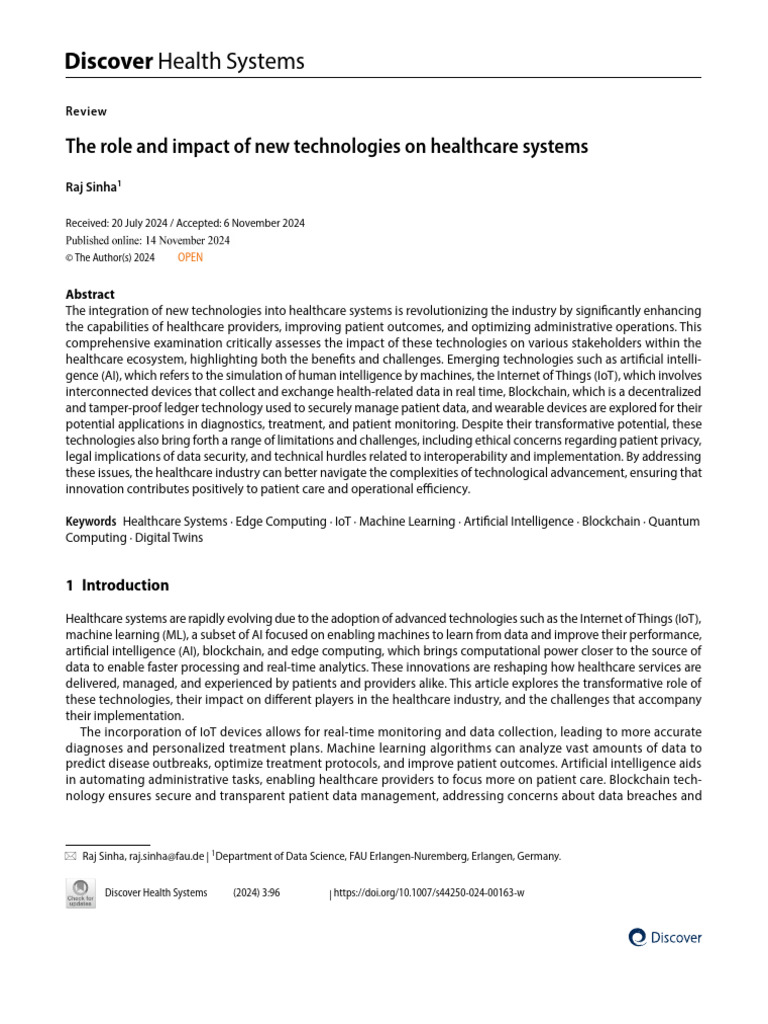 Impact of New Technologies on Healthcare | PDF | Internet Of Things ...