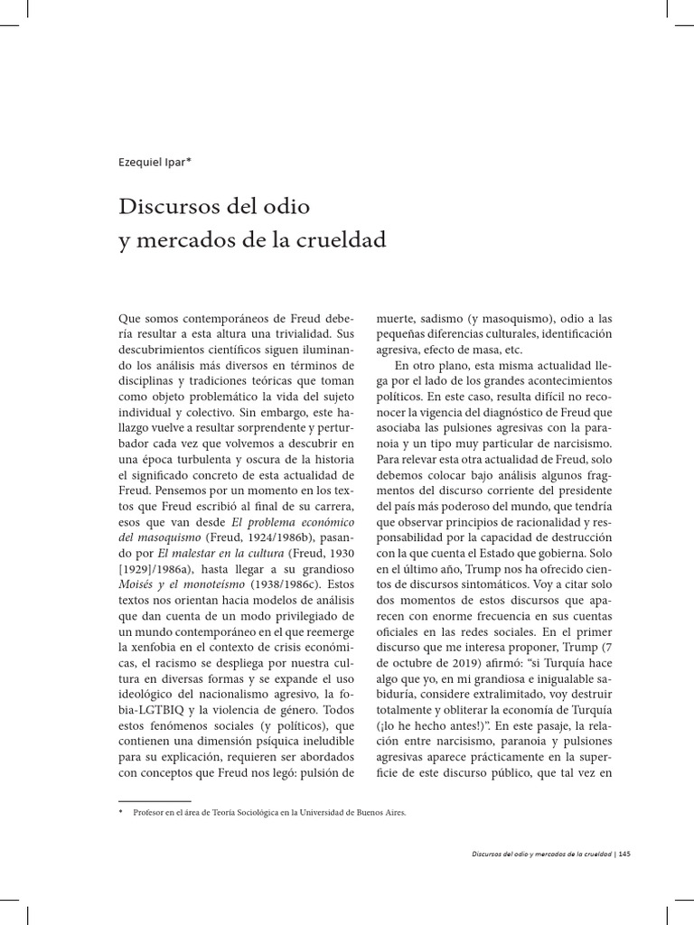 Discurso Del Odio y Mercados de La Crueldad - Ipar | PDF ...