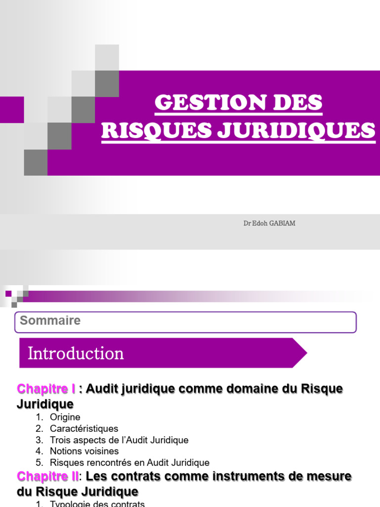 Gestion des Risques Juridiques en Entreprise | PDF | Audit | Risque