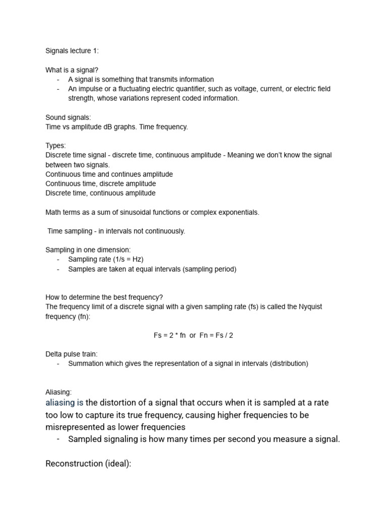 Signals Lecture 1 | PDF