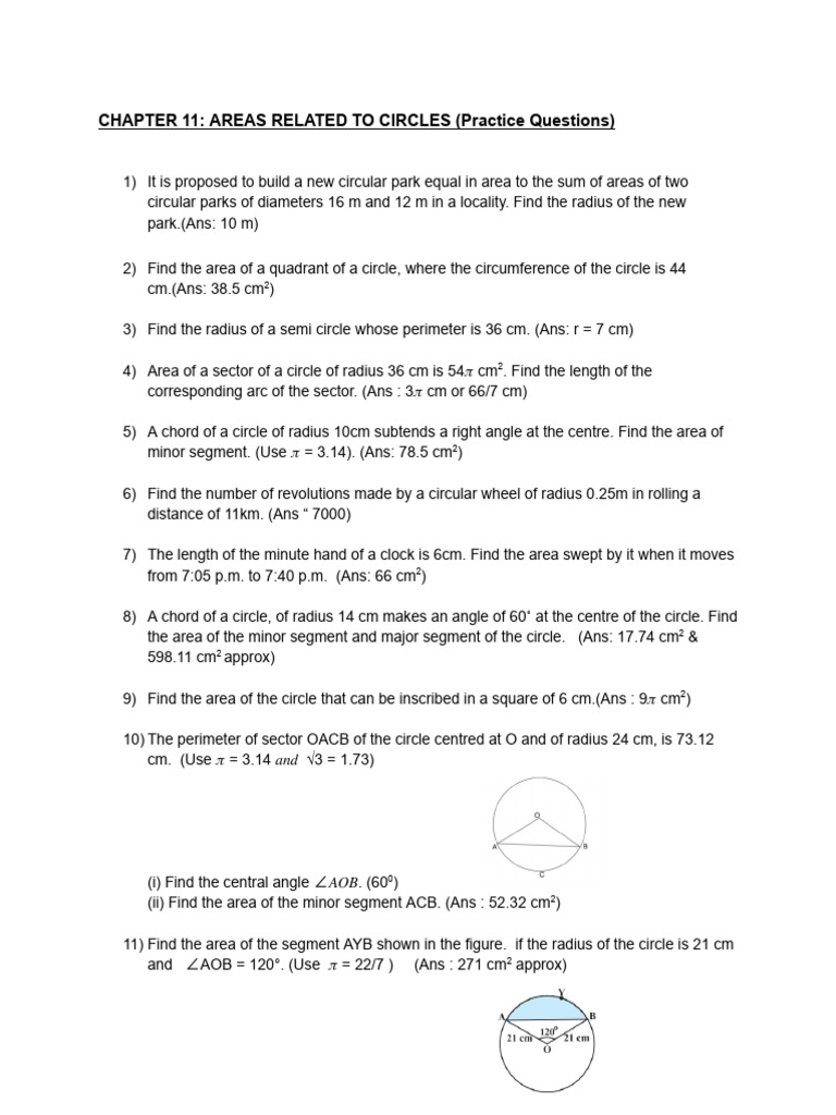 Circle Sector and Triangle Area Problems | PDF | Circle | Area