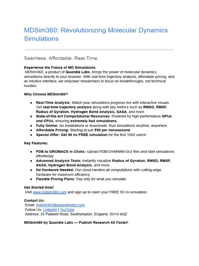 MDSim360: Real-Time MD Simulations | PDF