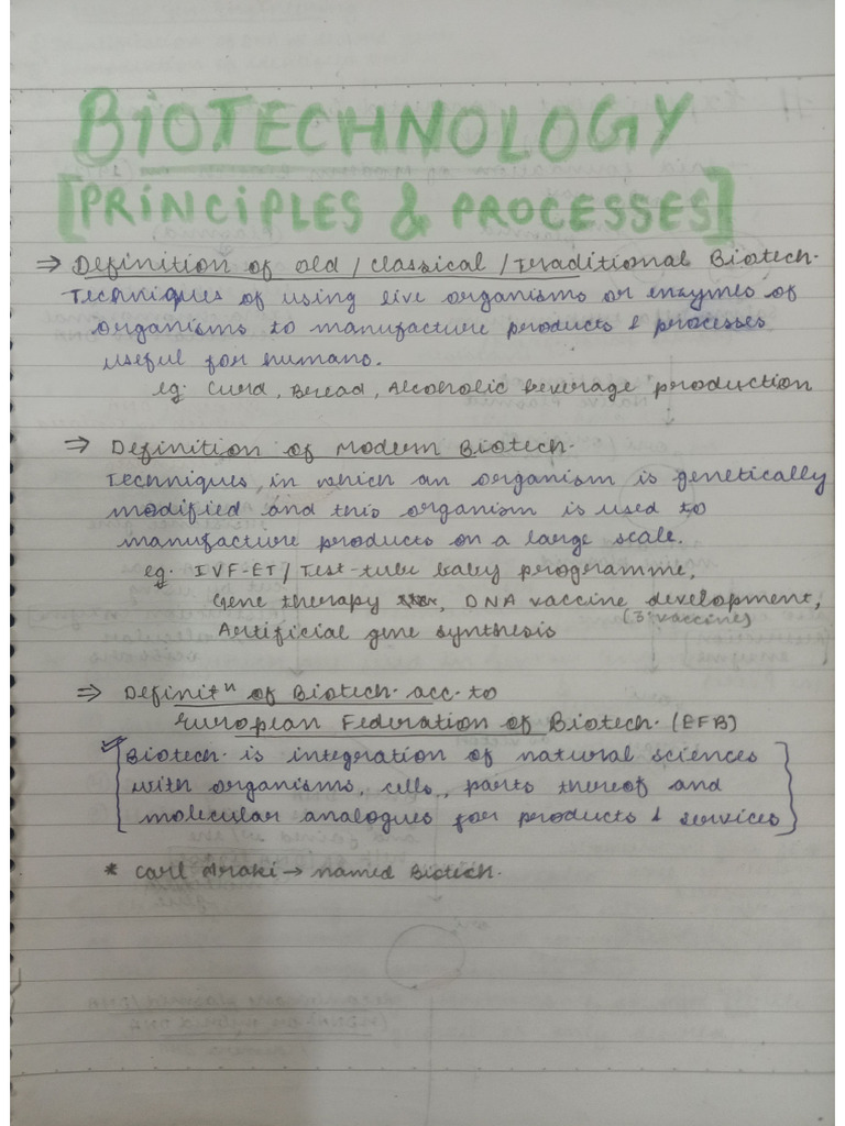 Biotech. 1 Notes | PDF