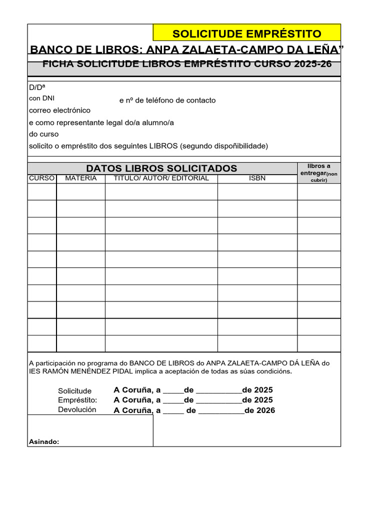 Solicitude Emprestito 25-26 | PDF