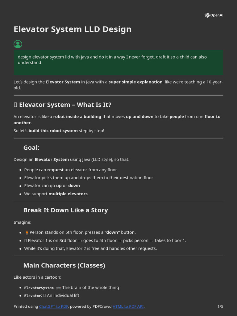 Elevator System Design in Java LLD | PDF | Computing | Software Development